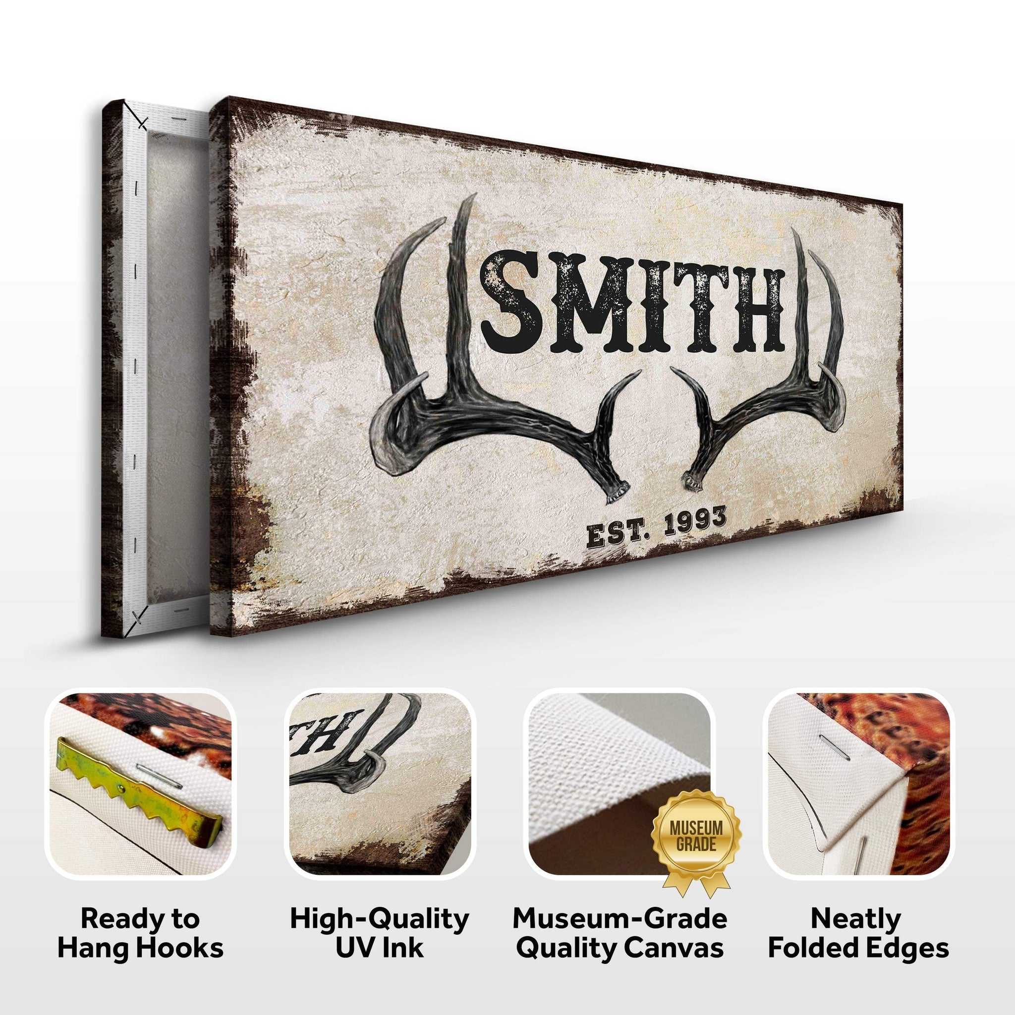 Rustic Family Antler Sign II - Tailored Canvases - Flyclothing LLC