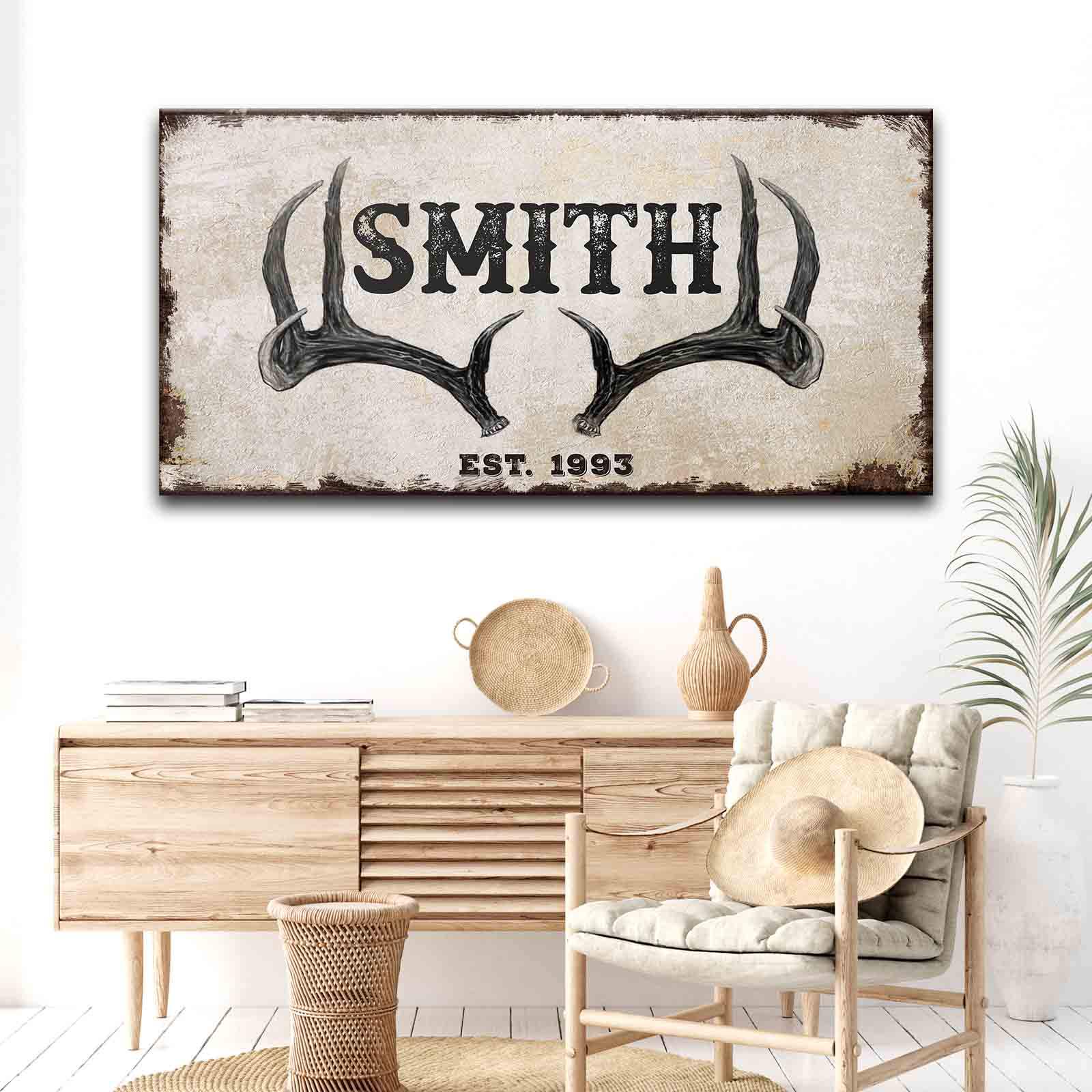 Rustic Family Antler Sign II - Tailored Canvases - Flyclothing LLC