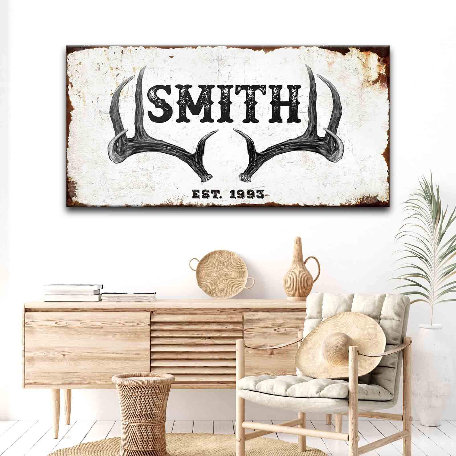 Rustic Family Antler Sign II - Tailored Canvases - Flyclothing LLC