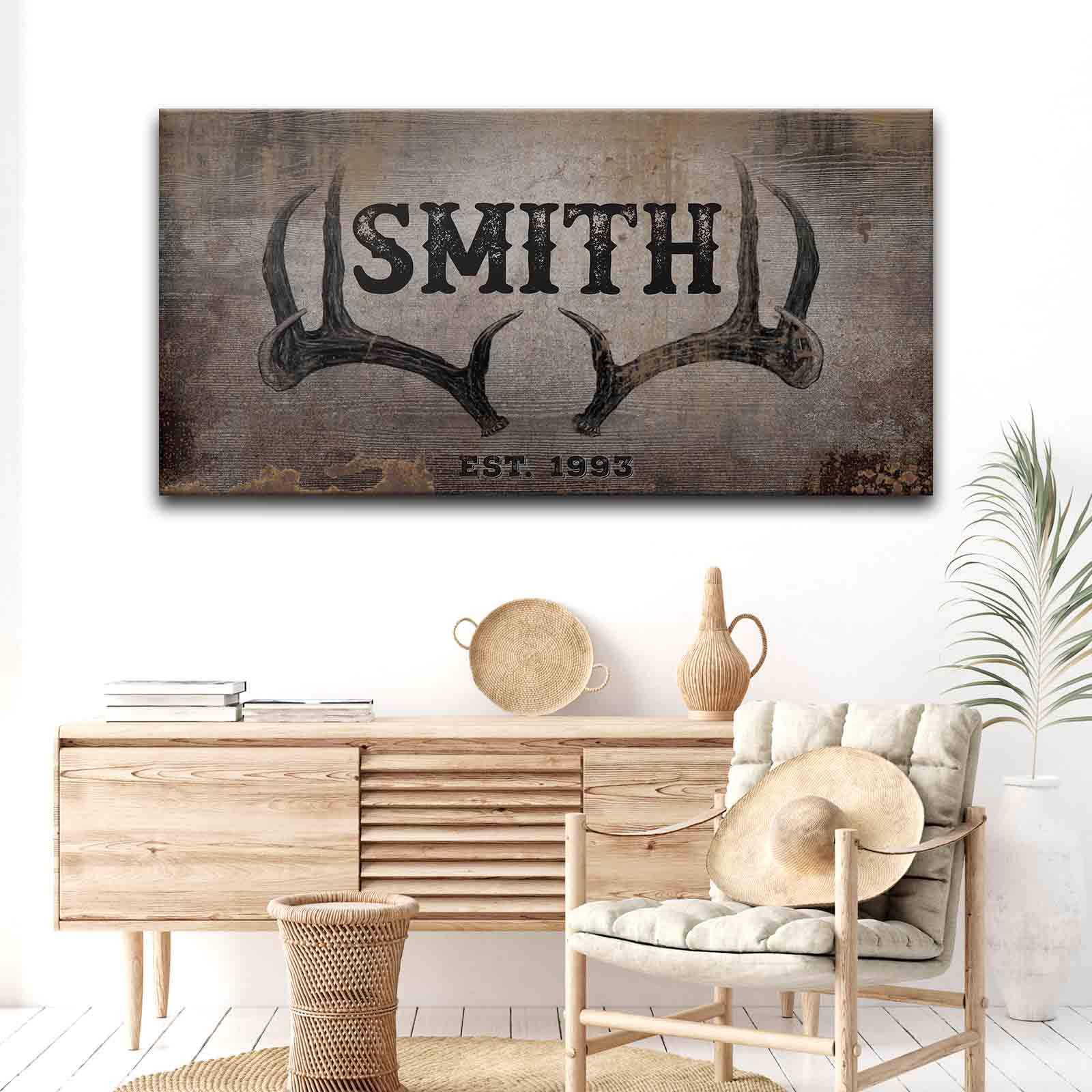 Rustic Family Antler Sign II - Tailored Canvases - Flyclothing LLC