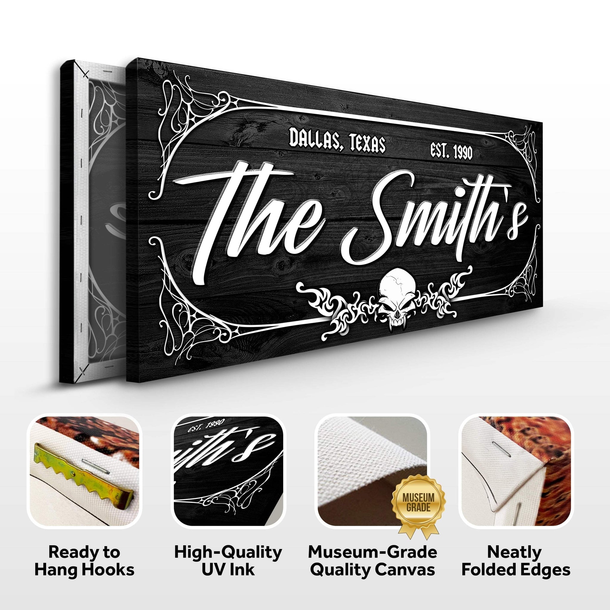 Family Gothic Skull Sign - Customized Modern Gothic Decor For Living Room - Tailored Canvases - Flyclothing LLC