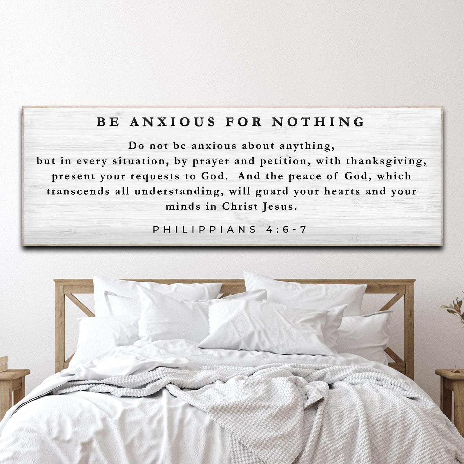 Philippians 4:6-7 - Be Anxious For Nothing Sign - Tailored Canvases - Flyclothing LLC