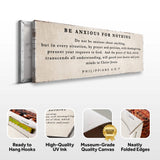 Philippians 4:6-7 - Be Anxious For Nothing Sign - Tailored Canvases - Flyclothing LLC