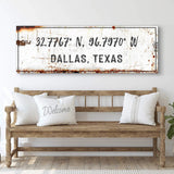 Home Coordinates Rustic Sign - Tailored Canvases - Flyclothing LLC