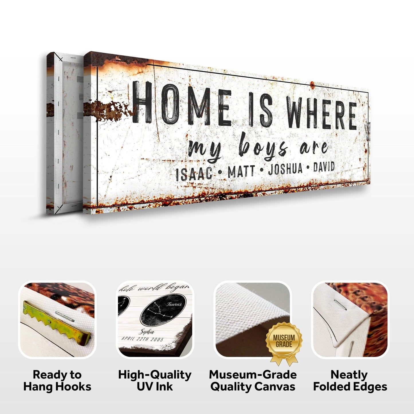 Home Is Where My Boys Are Family Sign IV - Tailored Canvases - Flyclothing LLC