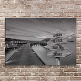 Family Names Monochrome Ocean Dock Sign - Tailored Canvases - Flyclothing LLC