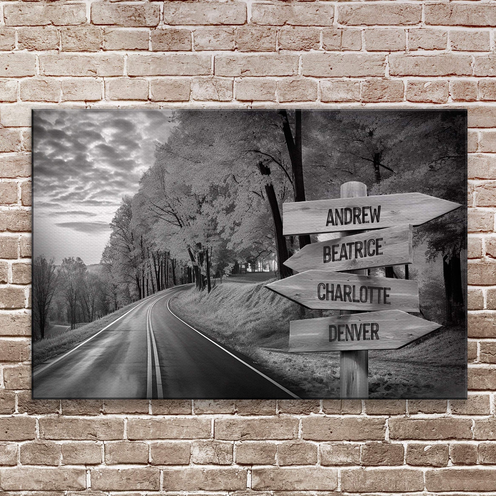 Family Names Monochrome Autumn Roads Sign - Tailored Canvases - Flyclothing LLC