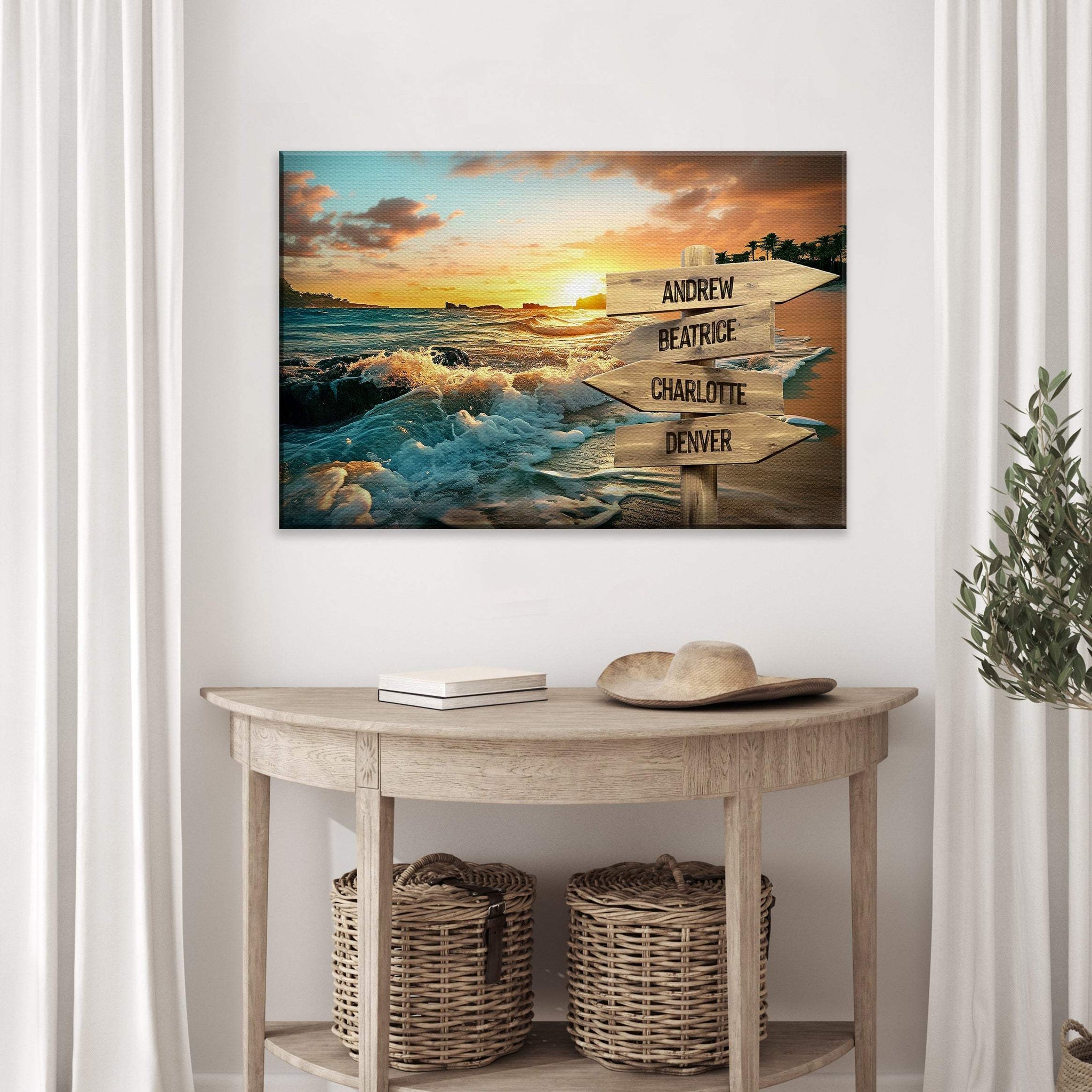 Family Name Ocean Sunset Sign - Tailored Canvases - Flyclothing LLC