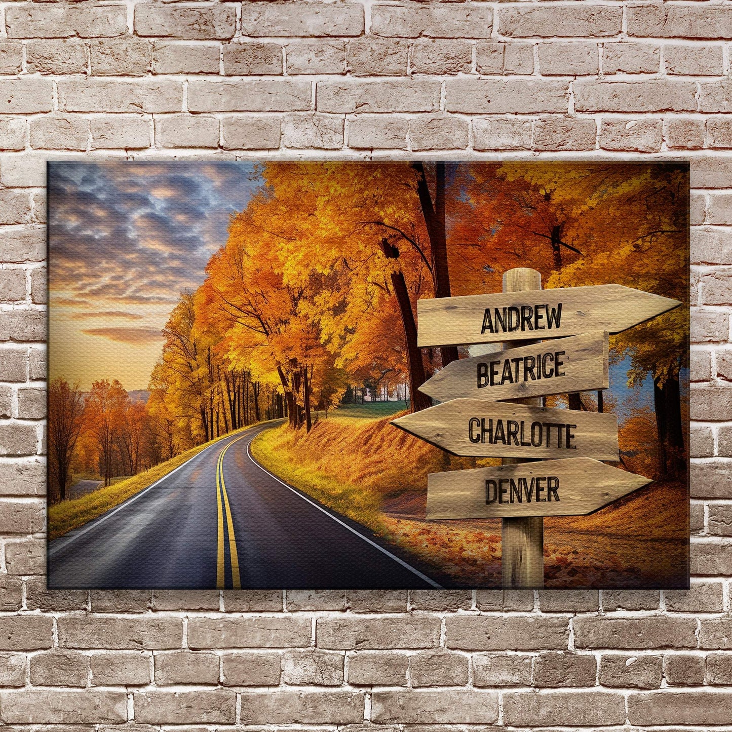 Family Names Autumn Road Sign - Tailored Canvases - Flyclothing LLC