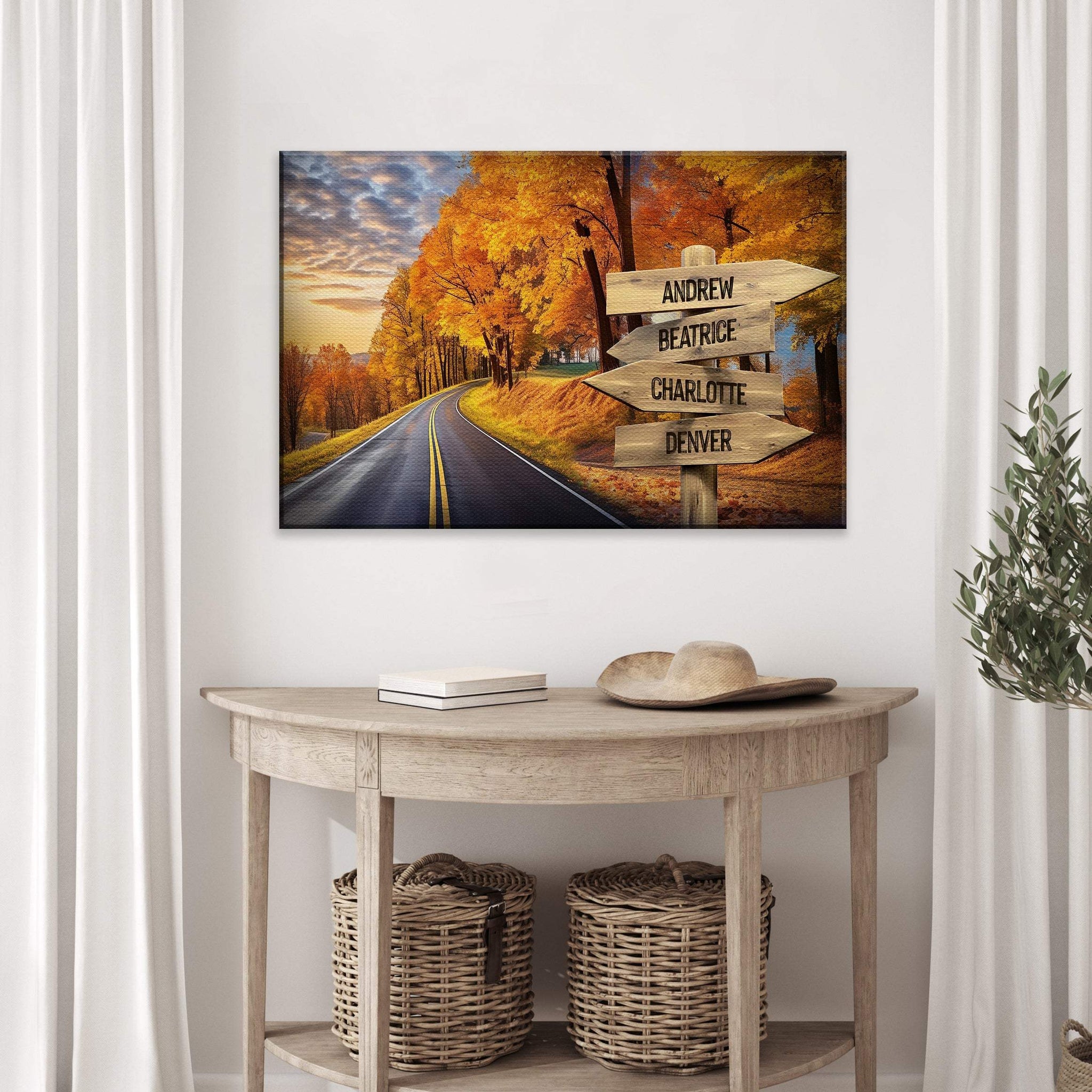 Family Names Autumn Road Sign - Tailored Canvases - Flyclothing LLC