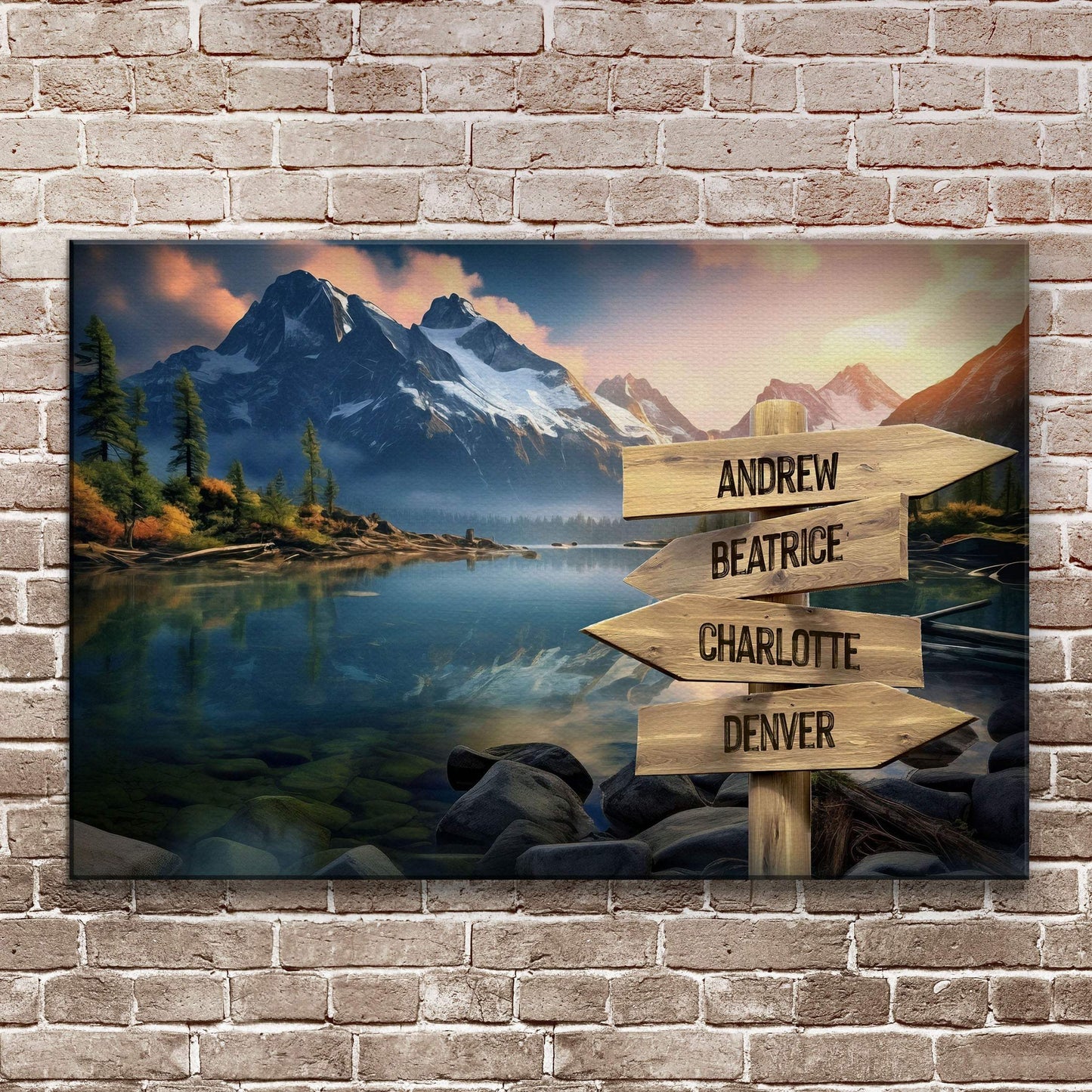 Mountain Sunrise Family Names Sign - Tailored Canvases - Flyclothing LLC