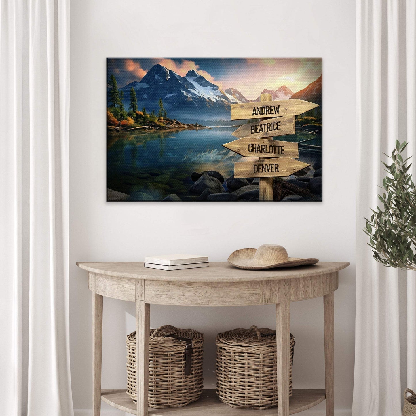 Mountain Sunrise Family Names Sign - Tailored Canvases - Flyclothing LLC