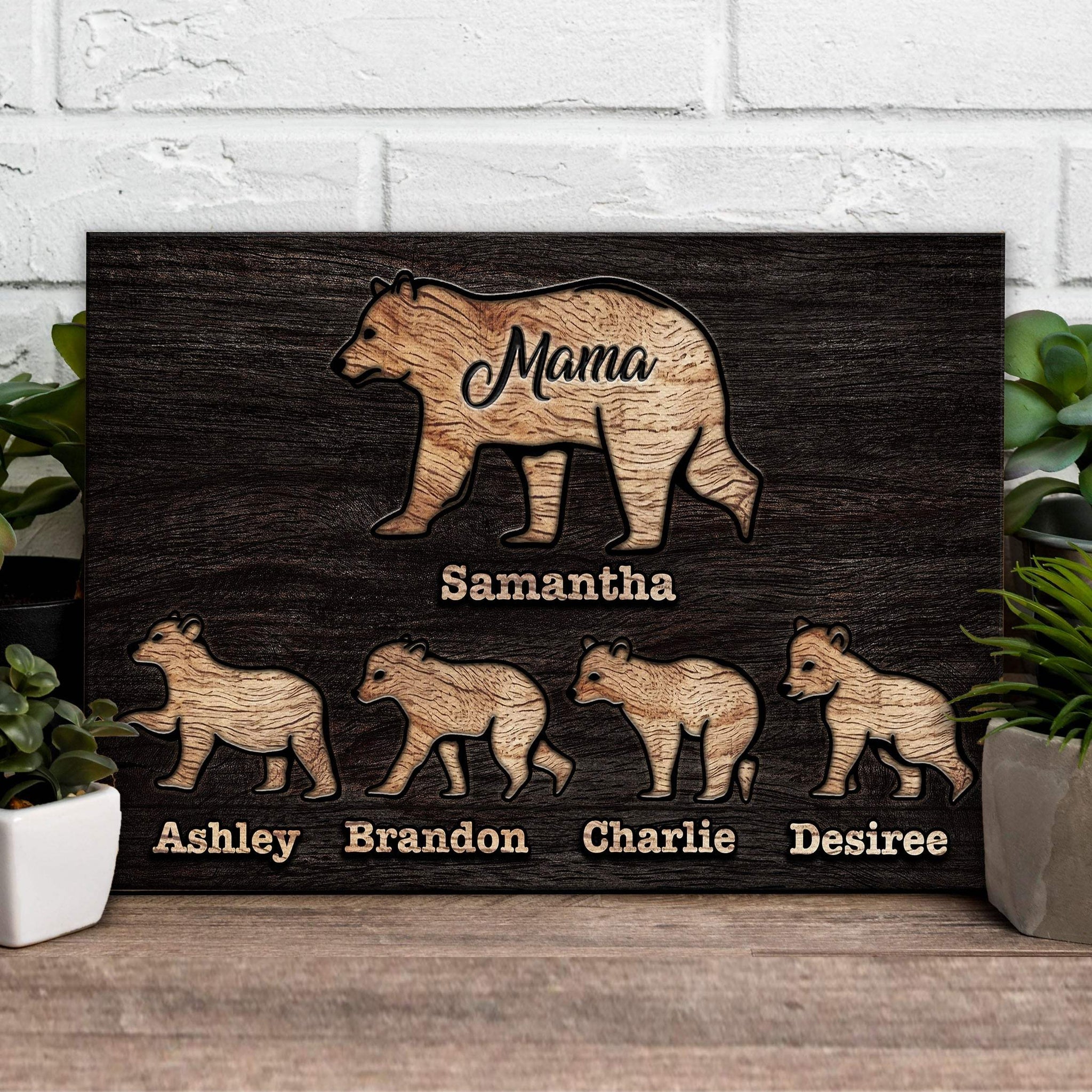 Mother's Day Sign Mother Bear and Cubs - Tailored Canvases - Flyclothing LLC