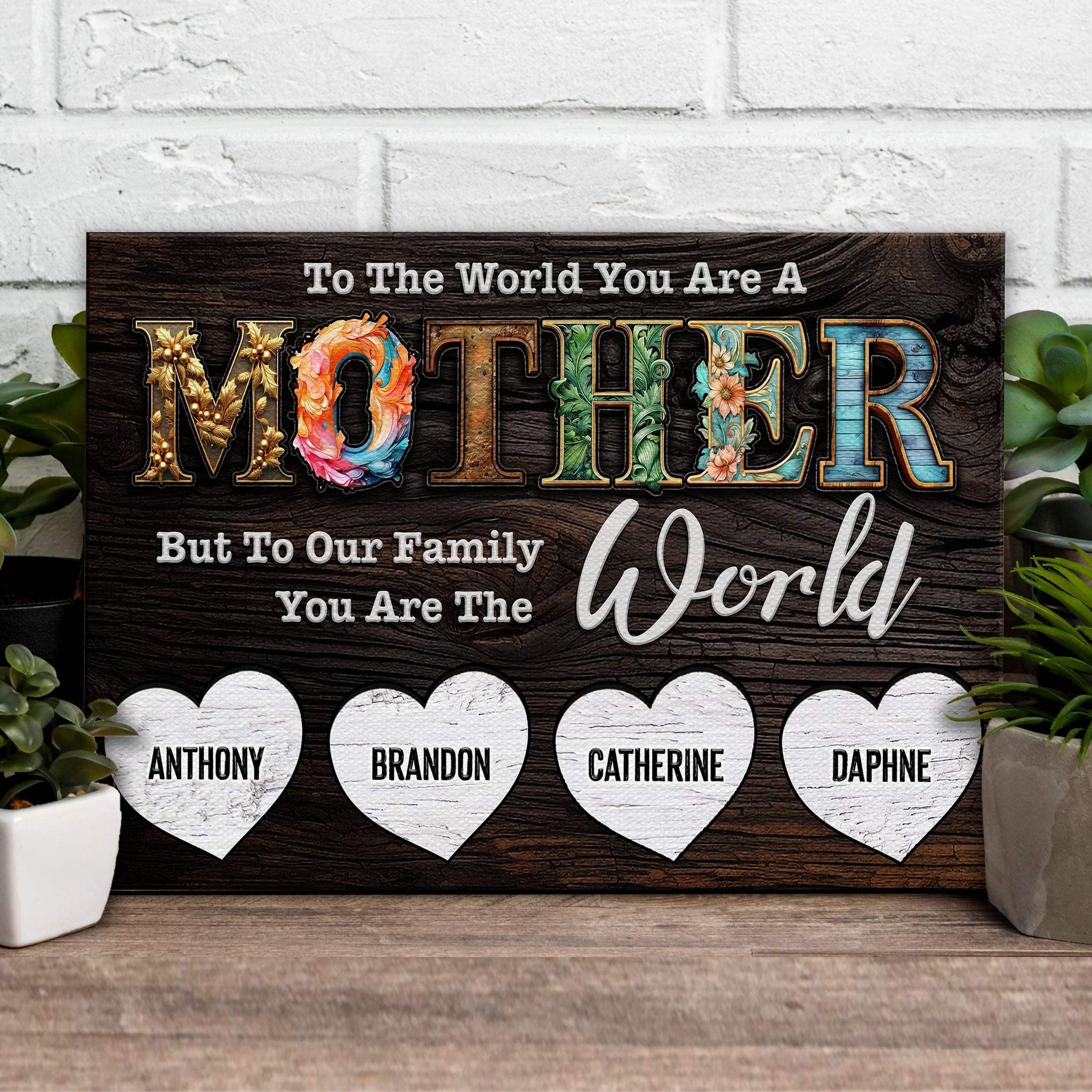 Mother's Day Sign To Our Family You Are The World - Tailored Canvases - Flyclothing LLC
