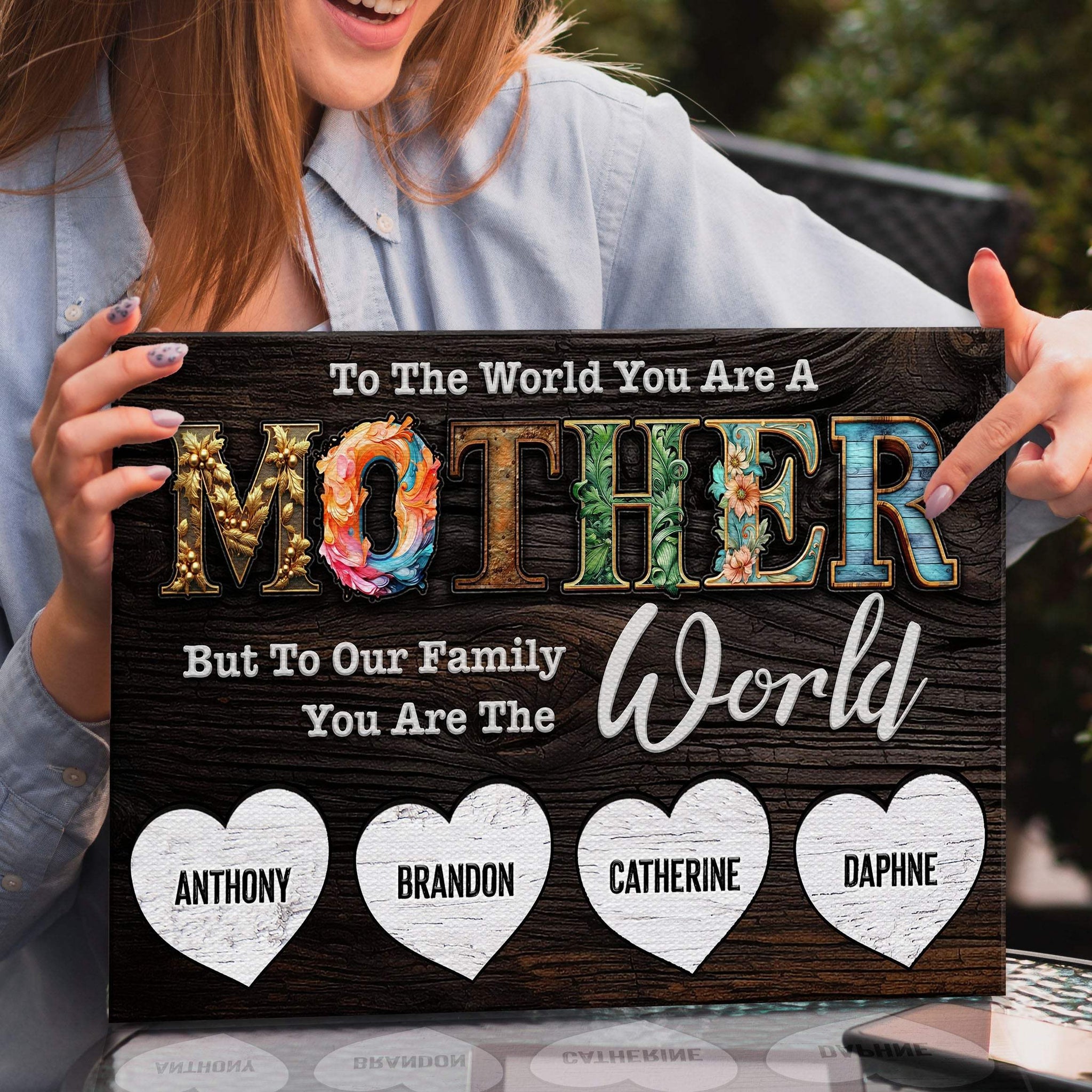 Mother's Day Sign To Our Family You Are The World - Tailored Canvases - Flyclothing LLC