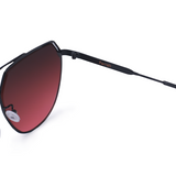 Farrah - Black Frame Ruby Lens Square Aviator Sunglasses - TopFoxx - Flyclothing LLC