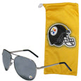 Pittsburgh Steelers Aviator Sunglasses and Bag Set