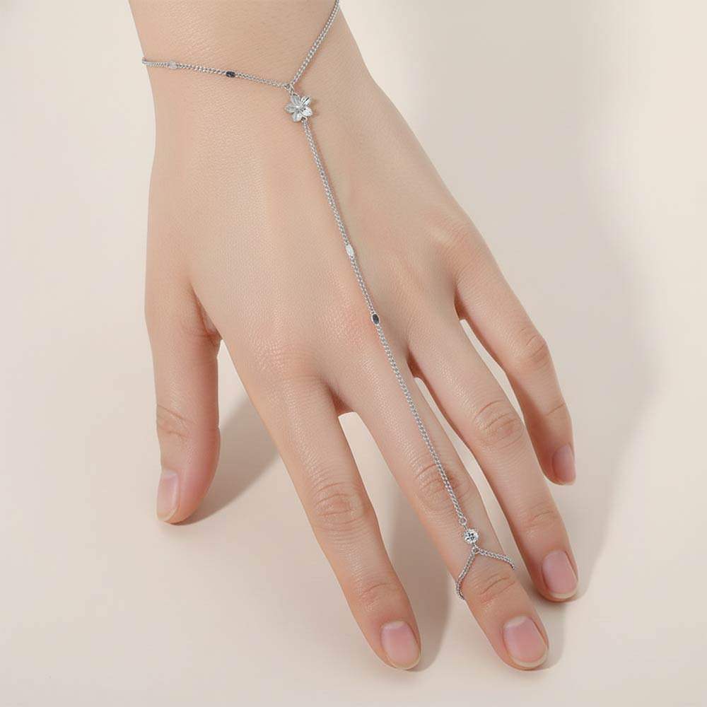 Delicate Flower Charm Accent Hand Chain Bracelet - Madeline Love - Flyclothing LLC