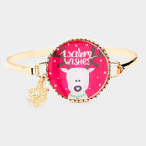 Rudolph Print Snowflake Charm Hook Bracelet - Madeline Love - Flyclothing LLC