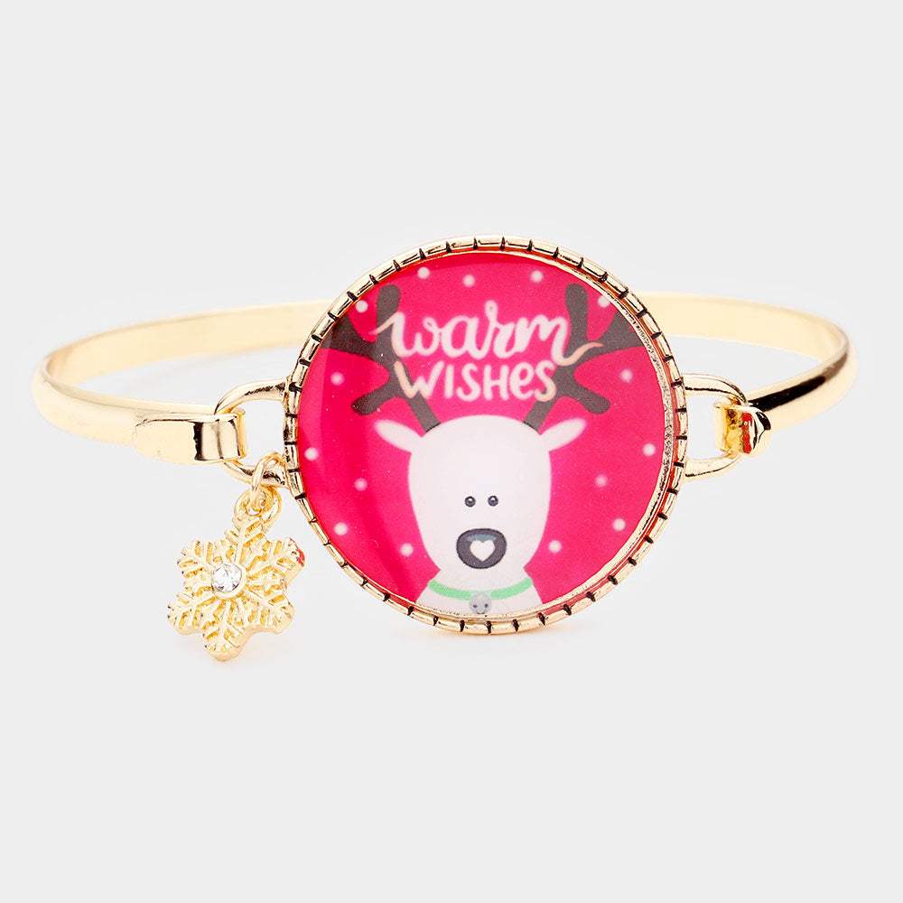 Rudolph Print Snowflake Charm Hook Bracelet - Madeline Love - Flyclothing LLC