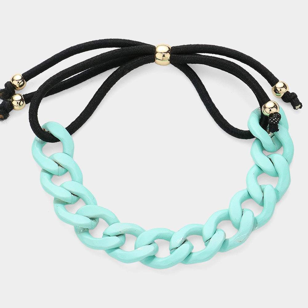 Colored Curb Chain Adjustable Bracelet - Madeline Love - Flyclothing LLC