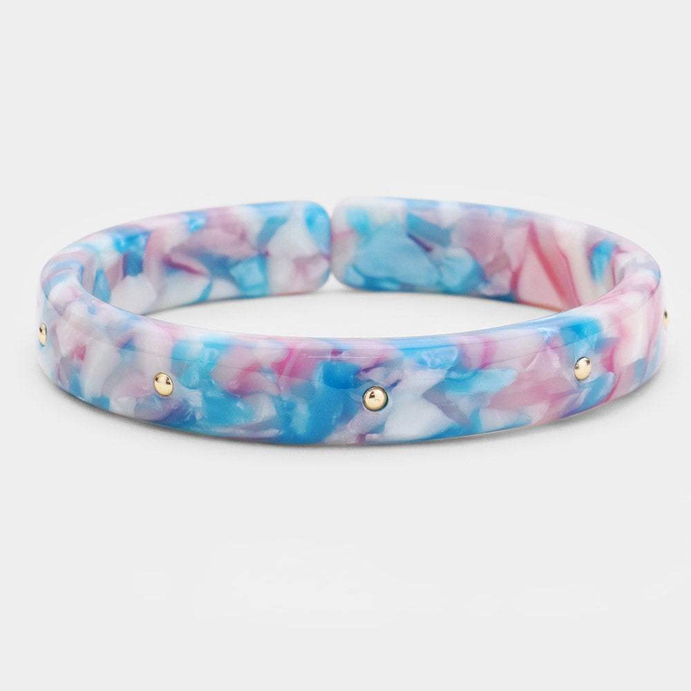 Metal Studded Celluloid Acetate Adjustable Bracelet - Madeline Love - Flyclothing LLC