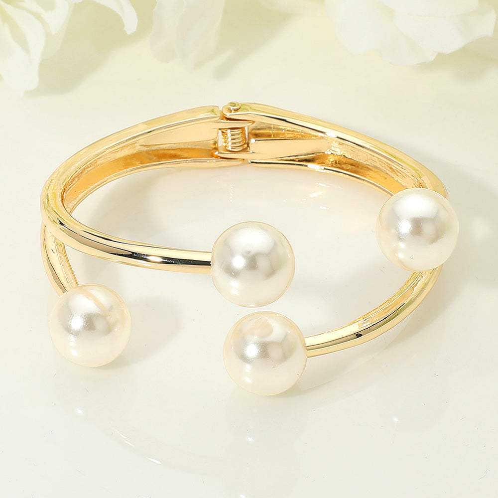 Pearl Tip Hinged Bangle Bracelet - Madeline Love - Flyclothing LLC
