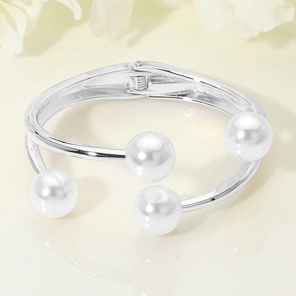 Pearl Tip Hinged Bangle Bracelet - Madeline Love - Flyclothing LLC