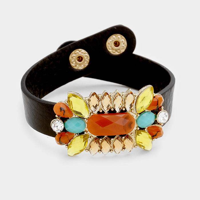 Multi Color Bead Snap Button Bracelet - Madeline Love - Flyclothing LLC