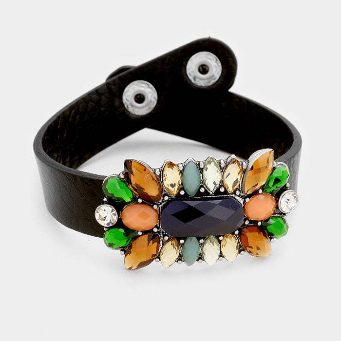 Multi Color Bead Snap Button Bracelet - Madeline Love - Flyclothing LLC