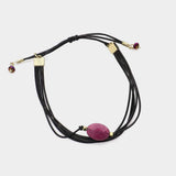 Natural stone accented faux leather cinch bracelet - Madeline Love - Flyclothing LLC