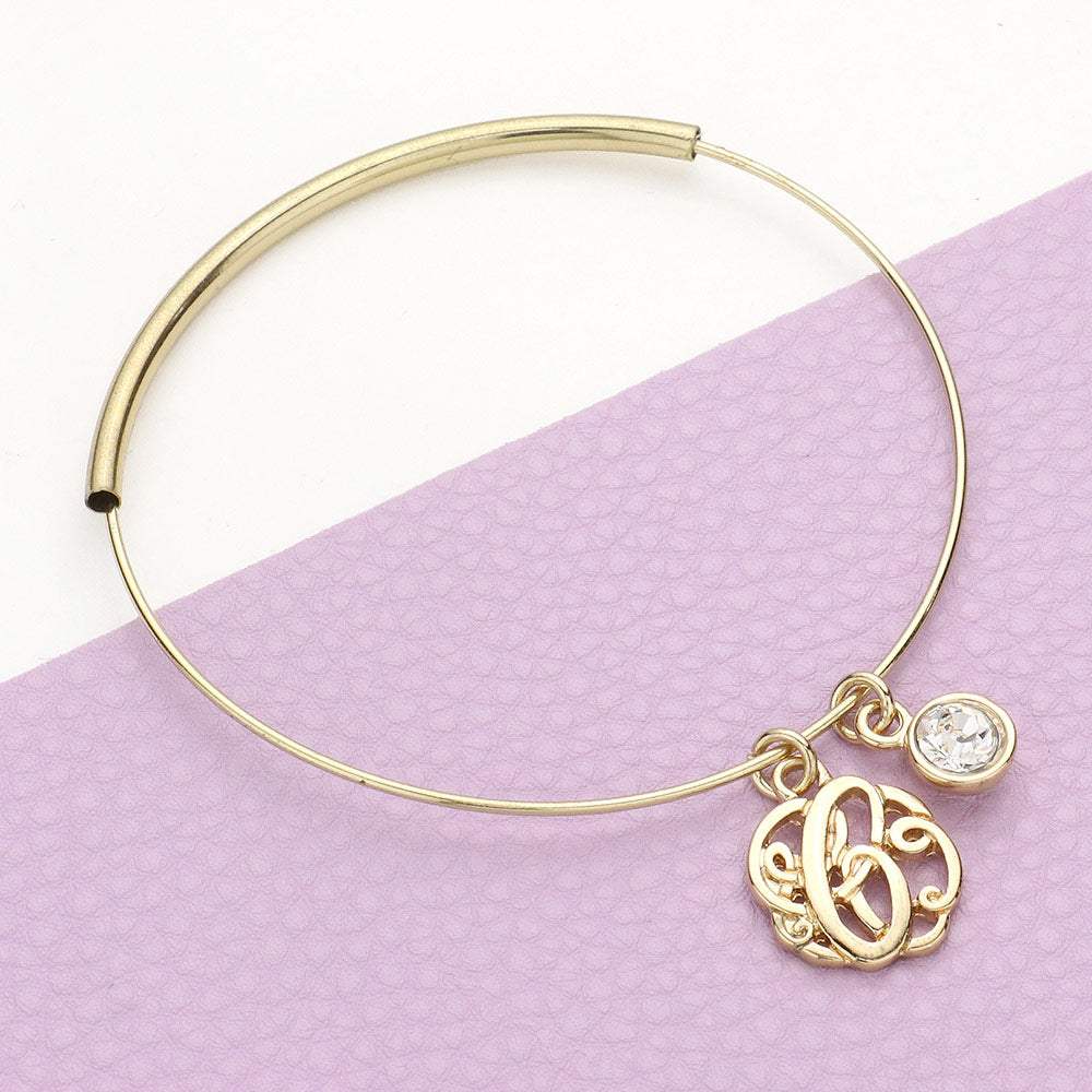 -C- Initial Monogram Bangle Bracelet - Madeline Love - Flyclothing LLC