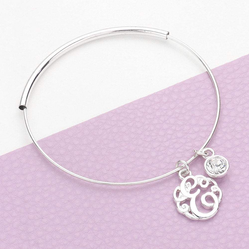 -E- Initial Monogram Bangle Bracelet - Madeline Love - Flyclothing LLC