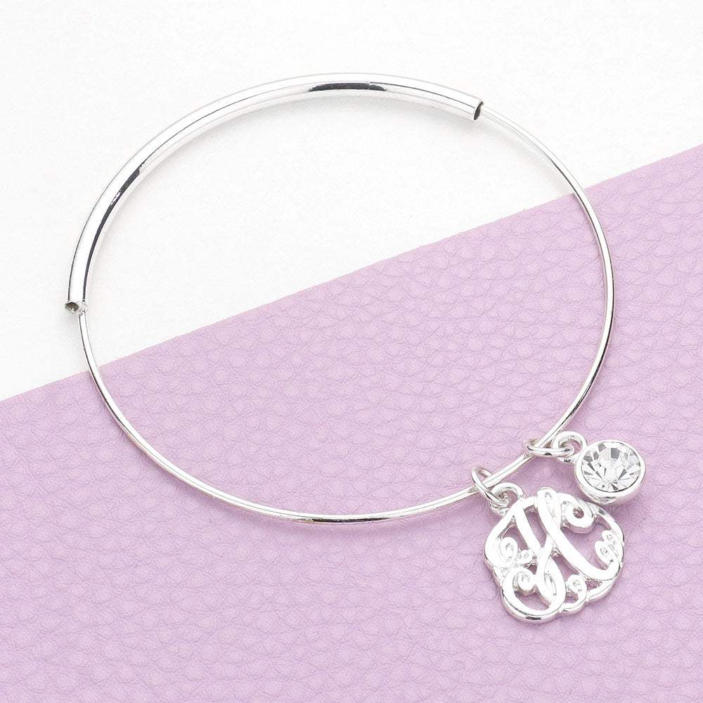-H- Initial Monogram Bangle Bracelet - Madeline Love - Flyclothing LLC