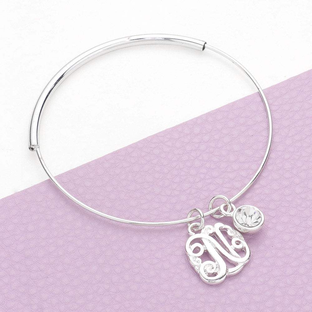 -N- Initial Monogram Bangle Bracelet - Madeline Love - Flyclothing LLC
