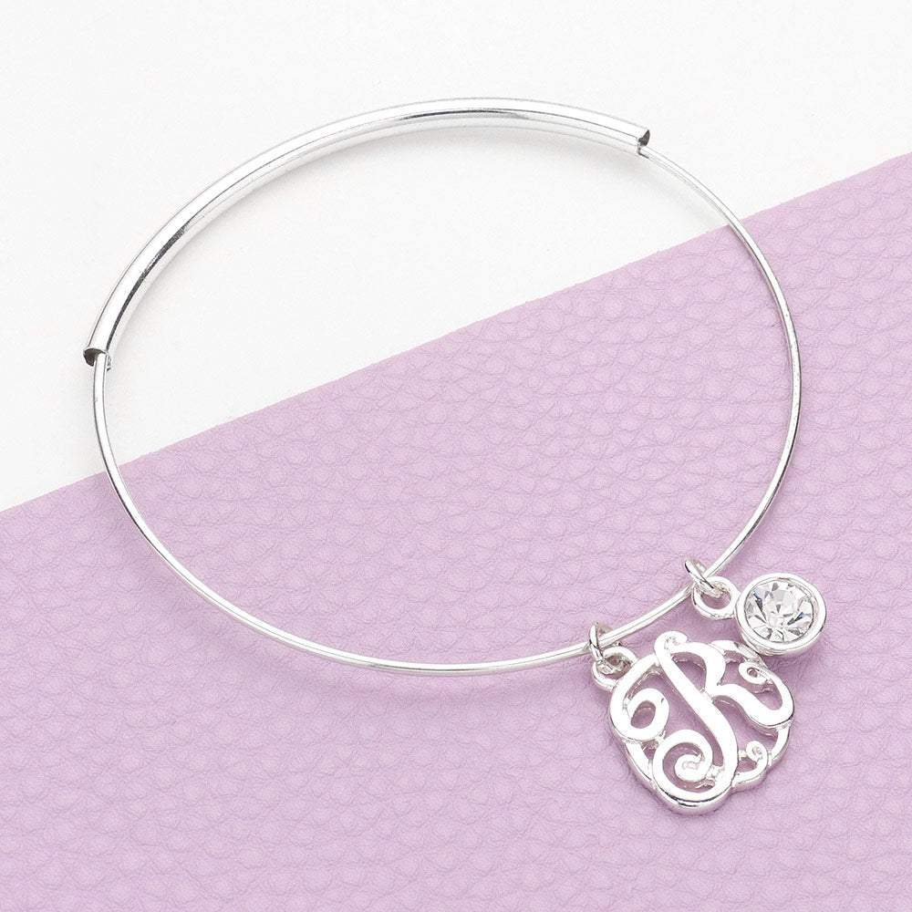 -R- Initial Monogram Bangle Bracelet - Madeline Love - Flyclothing LLC