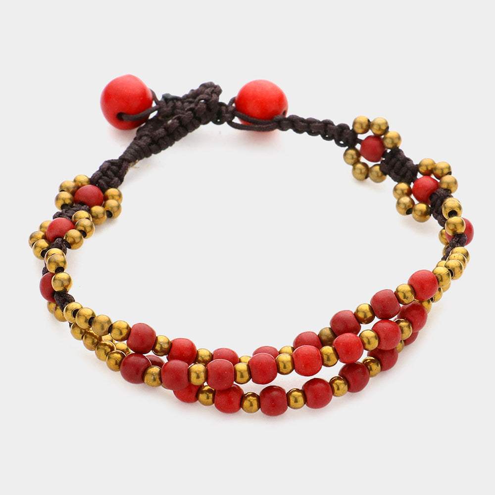 Bohemian Triple Strand Bubble Bead Bracelet - Madeline Love - Flyclothing LLC