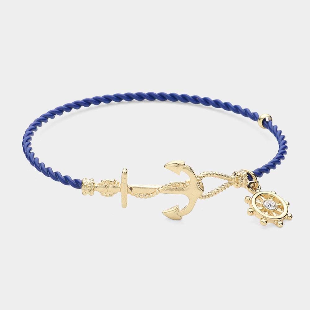 Nautical Anchor Helm Charm Hook Bracelet - Madeline Love - Flyclothing LLC