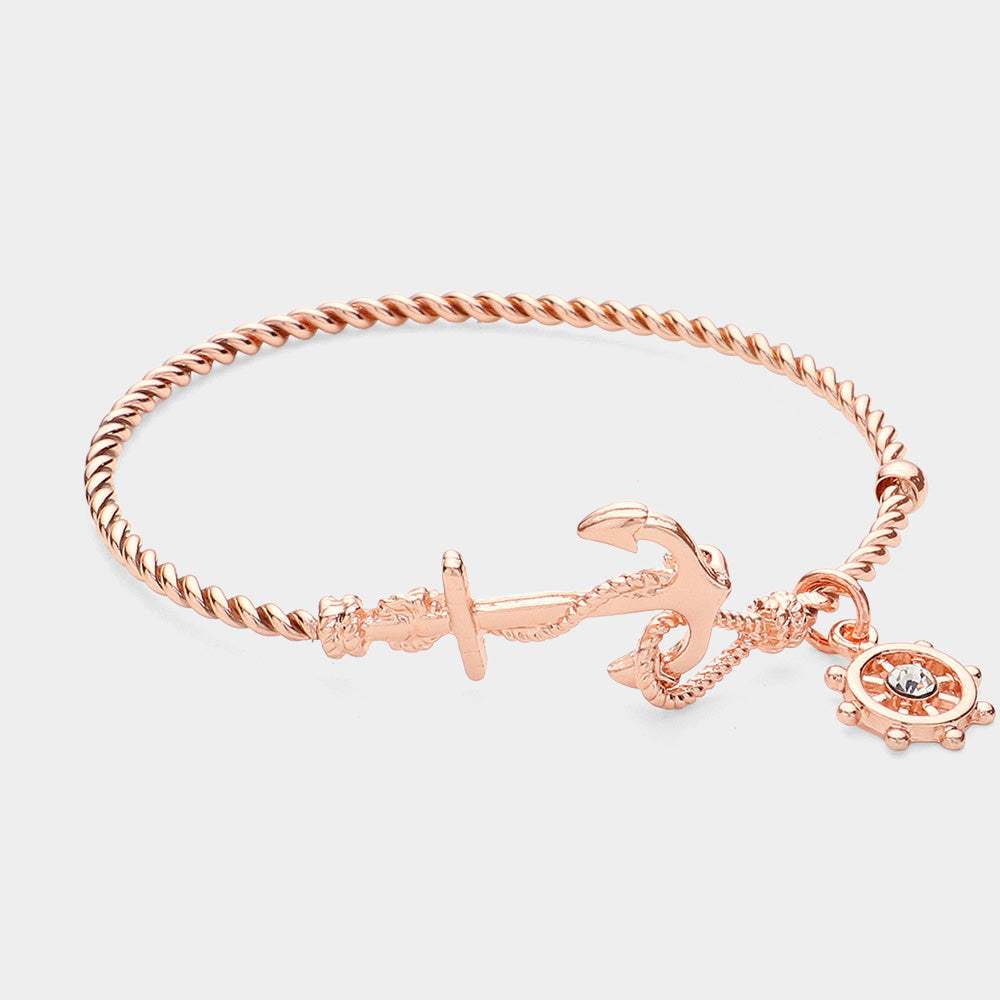 Nautical Anchor Helm Charm Hook Bracelet - Madeline Love - Flyclothing LLC