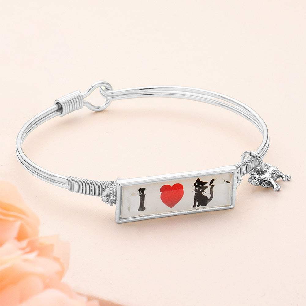 I Love Cat Charm Message Hook Bracelet - Madeline Love - Flyclothing LLC
