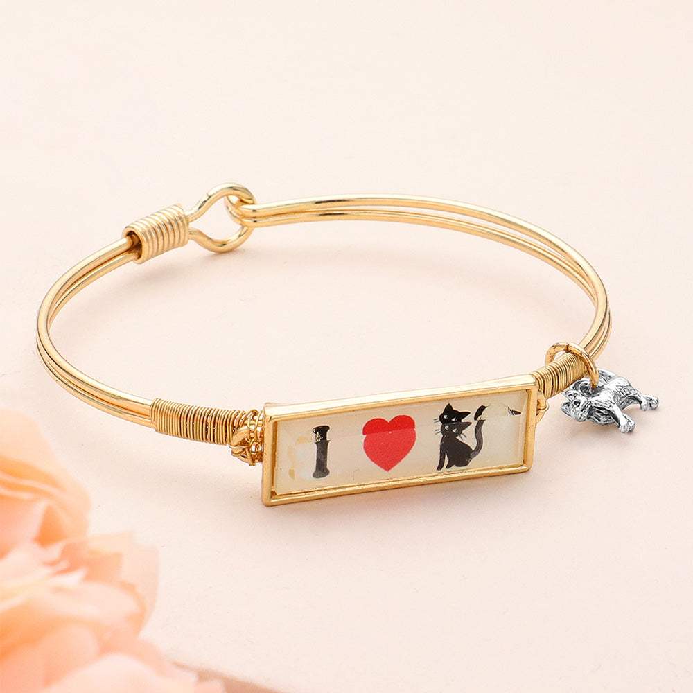 I Love Cat Charm Message Hook Bracelet - Madeline Love - Flyclothing LLC