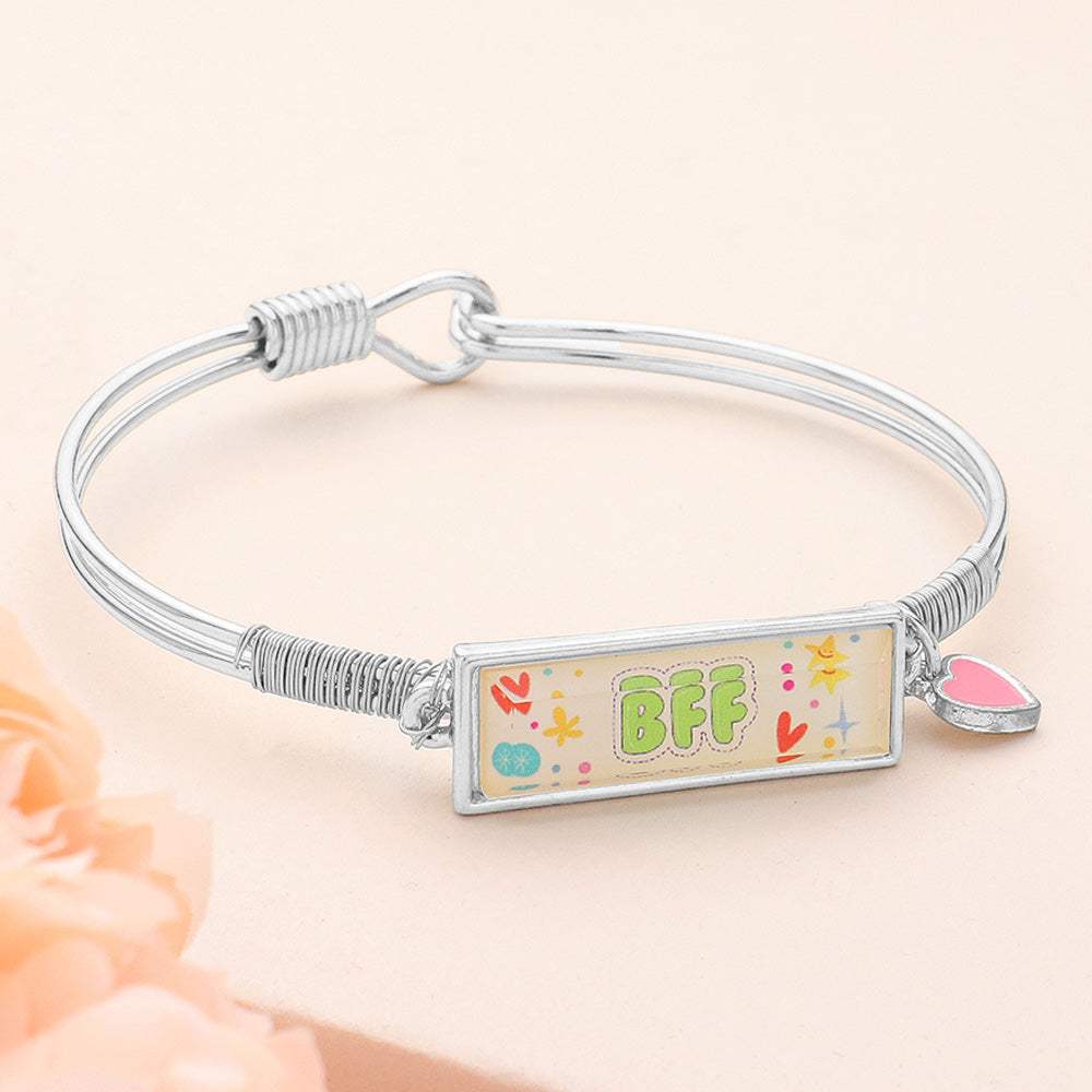 BFF Enamel Heart Charm Message Hook Bracelet - Madeline Love - Flyclothing LLC