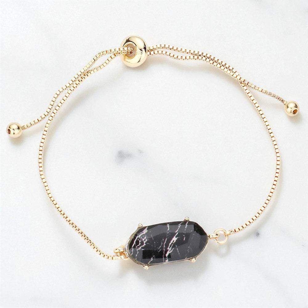 Hexagon Bead Charm Adjustable Pull Tie Bracelet - Madeline Love - Flyclothing LLC
