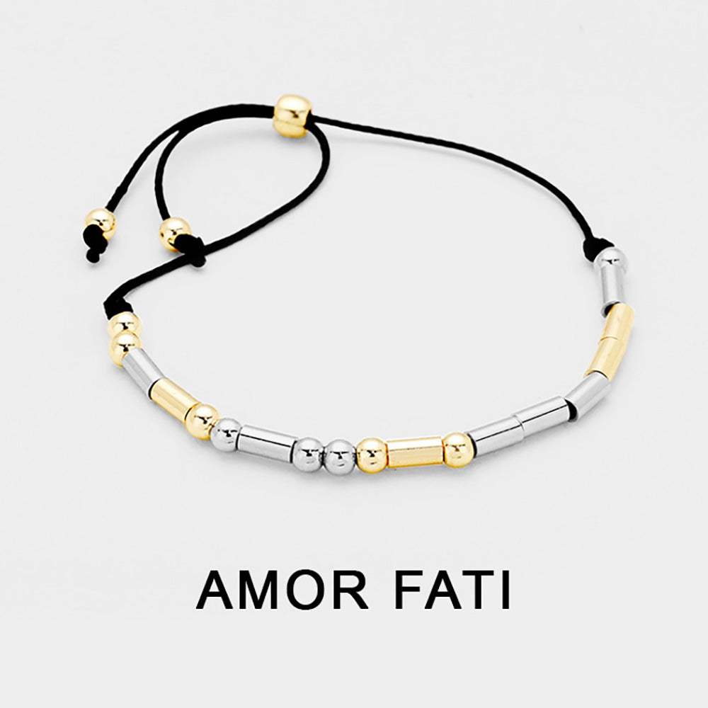 AMOR FATI Message Morse Code Adjustable Cinch Pull Tie Bracelet - Madeline Love - Flyclothing LLC