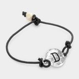 -D- Initial Monogram Metal Disc Pearl Pointed Bracelet - Madeline Love - Flyclothing LLC