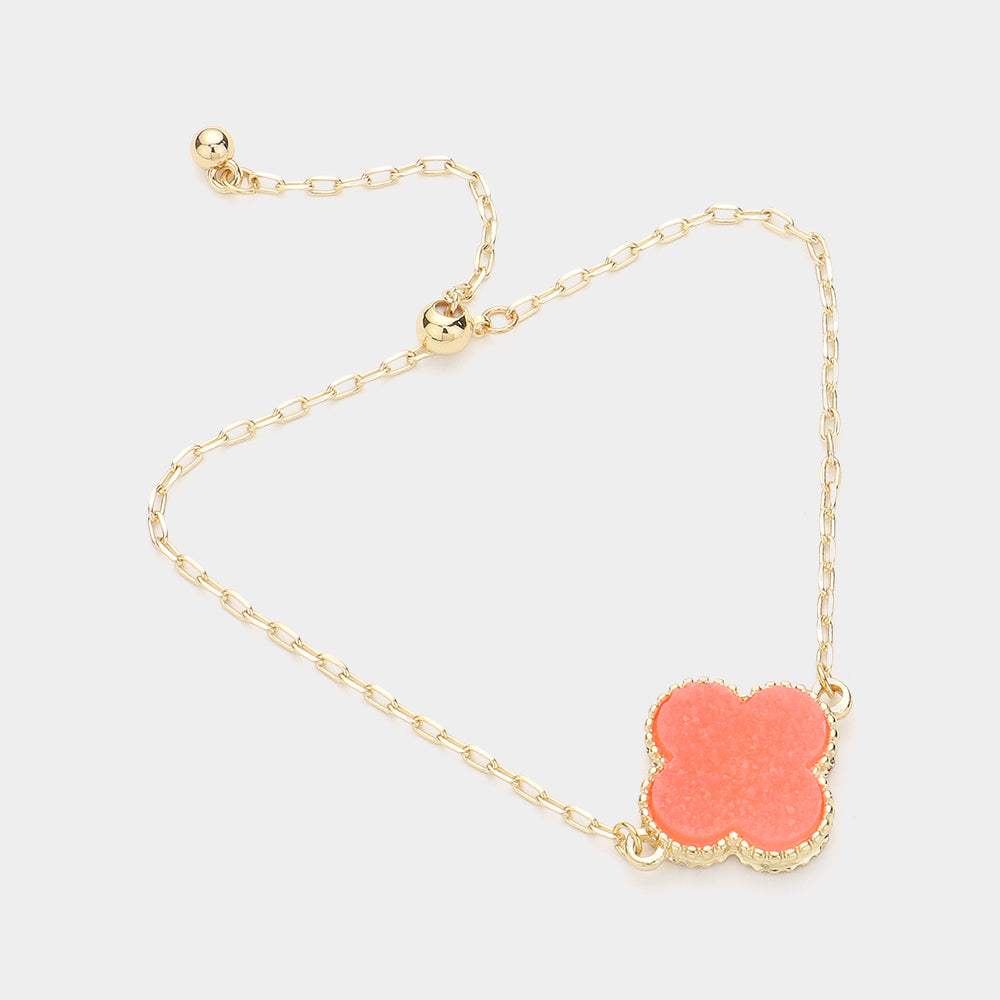Quatrefoil Druzy Adjustable Pull Tie Bracelet - Madeline Love - Flyclothing LLC