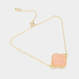 Quatrefoil Druzy Adjustable Pull Tie Bracelet - Madeline Love - Flyclothing LLC