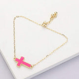 Cross Druzy Adjustable Pull Tie Bracelet - Madeline Love - Flyclothing LLC