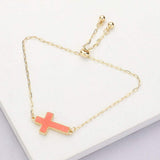 Cross Druzy Adjustable Pull Tie Bracelet - Madeline Love - Flyclothing LLC