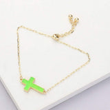 Cross Druzy Adjustable Pull Tie Bracelet - Madeline Love - Flyclothing LLC